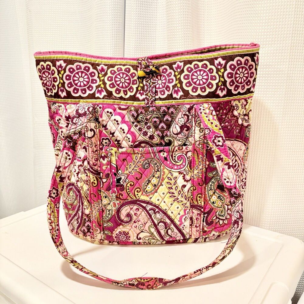 Vera Bradley Very Berry Paisley Large Vera Tote Organizing Shoulder Bag Retired